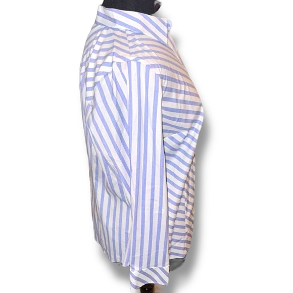 NWT TALBOTS NON-IRON PERFECT SHIRT - GALA STRIPE Plus 14W Blue/White - Picture 6 of 16